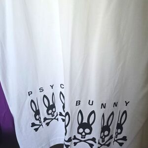 Psycho Bunny White Tee with Black Skull Design
